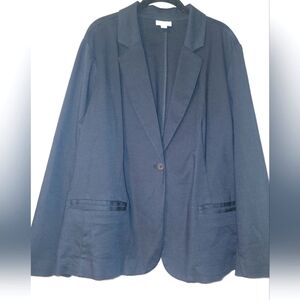 J.Jill Essential Cotton Stretch Blazer Dark Navy Blue Size X Large Classic